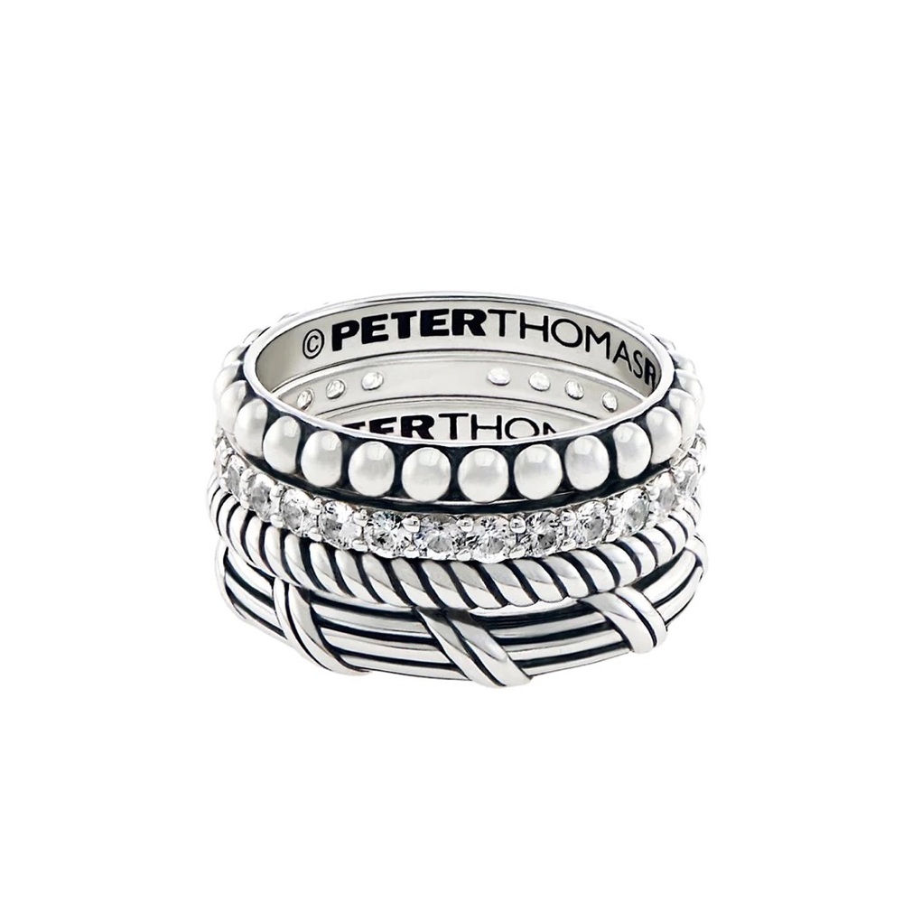 Peter Thomas Roth Classic Stack Ring Set with White Topaz in Sterling Silver